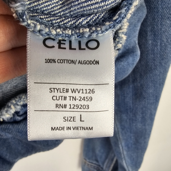 Cello Ruffle Trim Semi-Cropped Jean Jacket - Picture 3 of 6